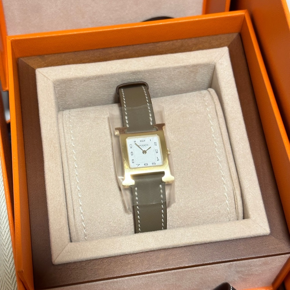 Hermes HEURE H WATCH 25 MM Etoupe Gold